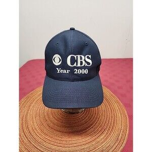 Vintage CBS News Reporter Ball Cap Embroidered Logo Snapback Navy Year 2000 Y2K